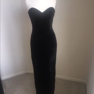 Crushed Velvet Strapless Gown